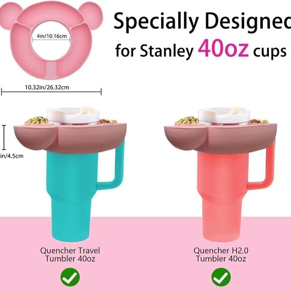 Snack Tray for Stanley 40oz Cup Silicone Tumbler Snack / PINK / NEW - Picture 2 of 4